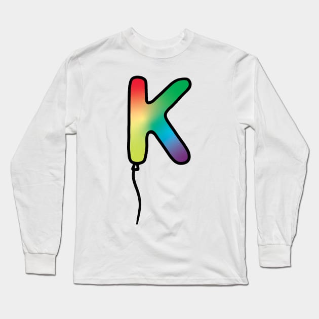 Initial Monogram Balloon Letter K Long Sleeve T-Shirt by murialbezanson